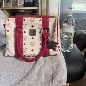 MCM White and pink Satchel